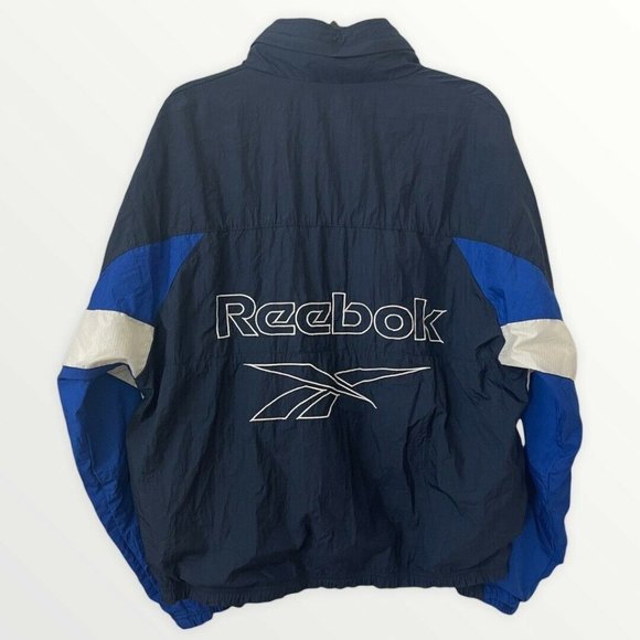 Reebok 90s Vtg Windbreaker Jacket Mens M Spellout‎ - Picture 1 of 8